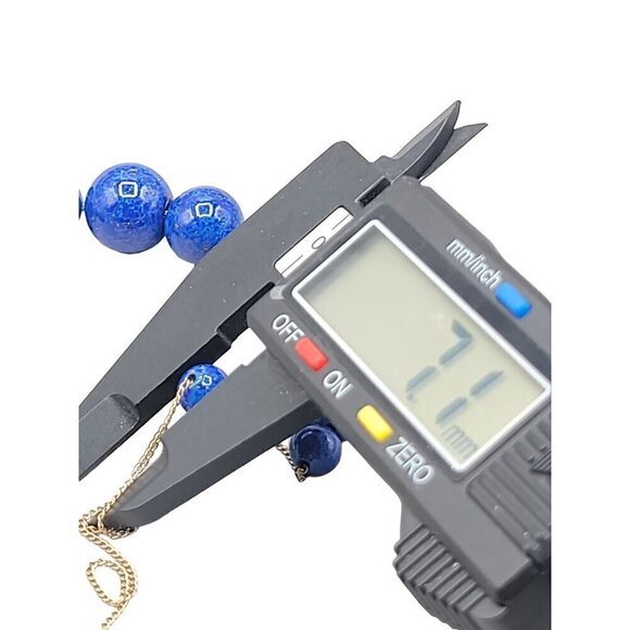 14k Graduated Lapis Lazuli Beaded Necklace 19" Yellow Gold Chain 7.1mm-13mm Bead - Picture 15 of 16